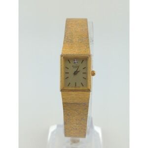 Bulova Tank Watch Women 16mm Gold Tone Rectangle Bracelet New Battery